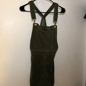 Girls Green Corduroy Romper Dress